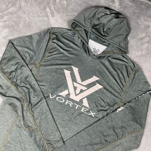 Vortex Mens Large Hoodie Green Performance Long Sleeve Logo Sun Shirt